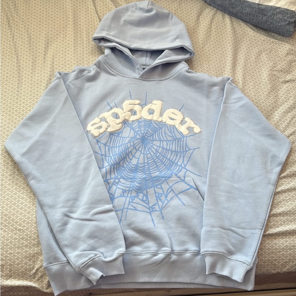 Sp5der Sky Blue hoodie